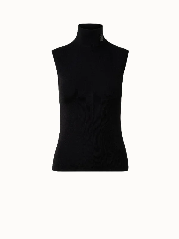 Cashmere Silk Top with Swarovski Embellishment