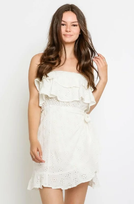 Sunshine Will Follow White Eyelet Strapless Mini Dress